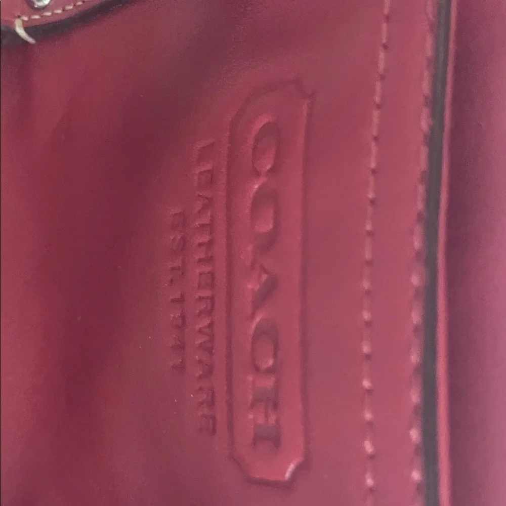 Coach Red Leather Shoulder Bag with Silver Hardware - Picture 3 of 6